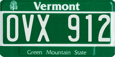 VT license plate OVX912