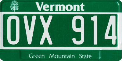 VT license plate OVX914