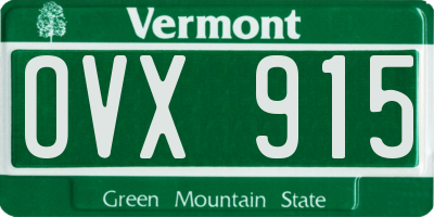 VT license plate OVX915