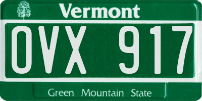 VT license plate OVX917