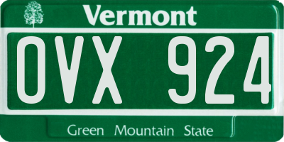 VT license plate OVX924