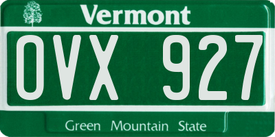 VT license plate OVX927