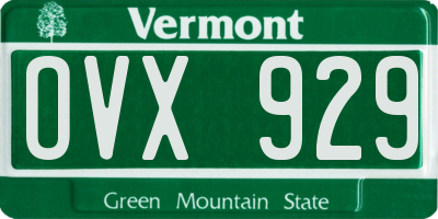 VT license plate OVX929