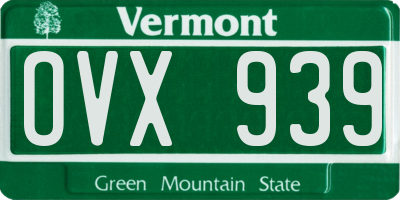 VT license plate OVX939