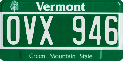 VT license plate OVX946