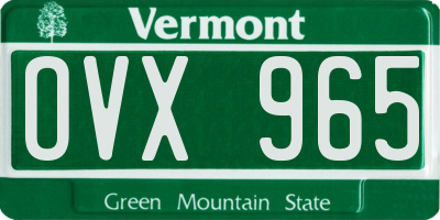 VT license plate OVX965