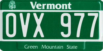 VT license plate OVX977
