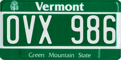 VT license plate OVX986