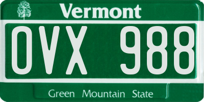 VT license plate OVX988