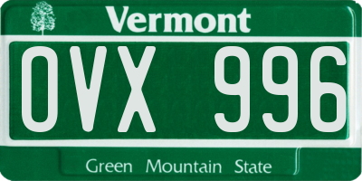 VT license plate OVX996