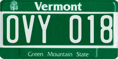 VT license plate OVY018