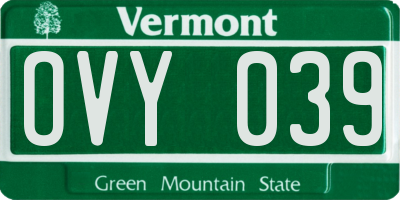 VT license plate OVY039