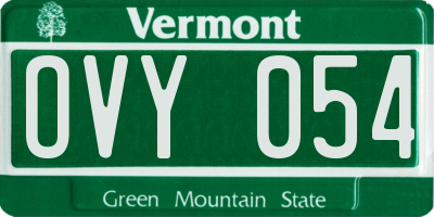 VT license plate OVY054