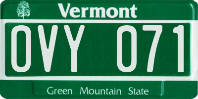 VT license plate OVY071