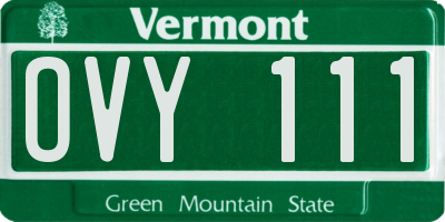 VT license plate OVY111
