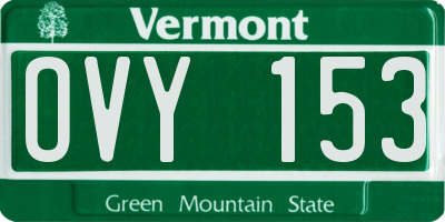 VT license plate OVY153