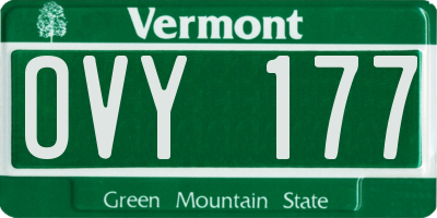 VT license plate OVY177