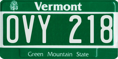VT license plate OVY218