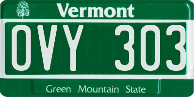 VT license plate OVY303