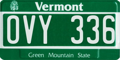 VT license plate OVY336