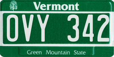 VT license plate OVY342