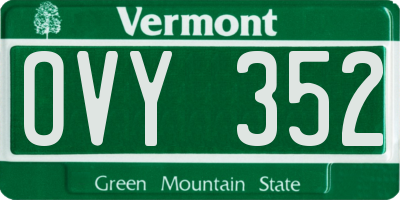 VT license plate OVY352