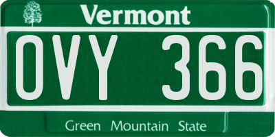 VT license plate OVY366