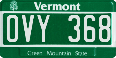 VT license plate OVY368