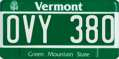 VT license plate OVY380