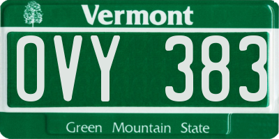 VT license plate OVY383