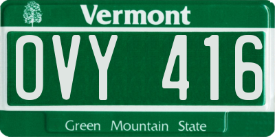 VT license plate OVY416