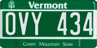 VT license plate OVY434