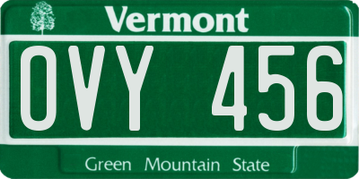 VT license plate OVY456