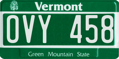 VT license plate OVY458