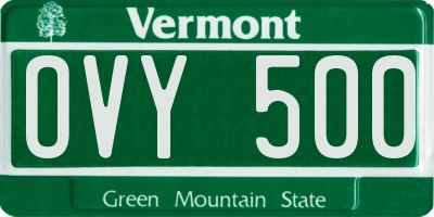 VT license plate OVY500