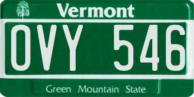 VT license plate OVY546