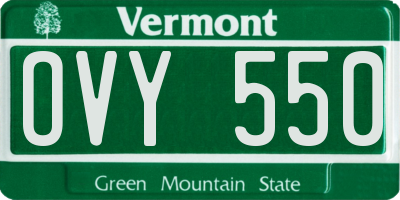 VT license plate OVY550