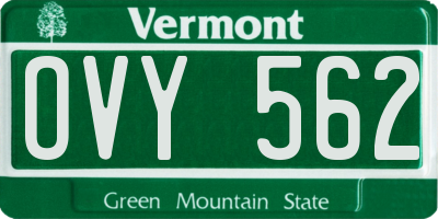 VT license plate OVY562