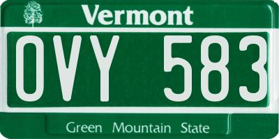 VT license plate OVY583