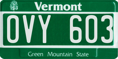 VT license plate OVY603