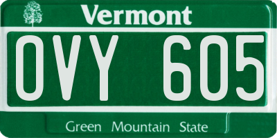 VT license plate OVY605