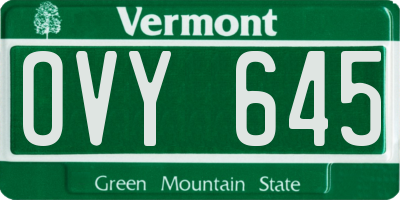VT license plate OVY645