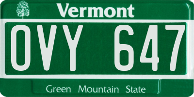 VT license plate OVY647