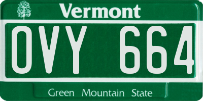 VT license plate OVY664