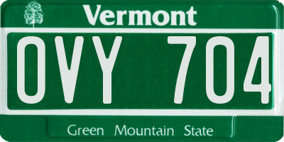 VT license plate OVY704