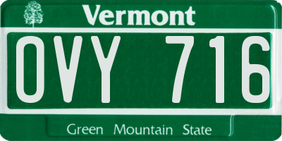 VT license plate OVY716