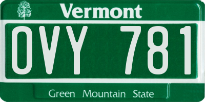 VT license plate OVY781