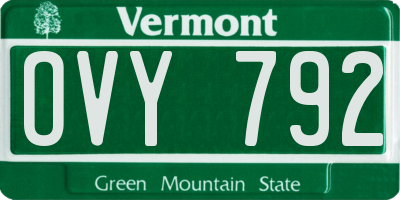VT license plate OVY792