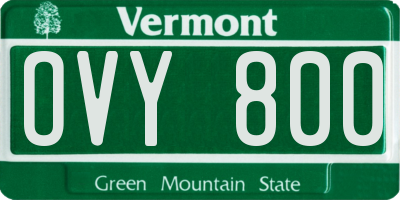 VT license plate OVY800