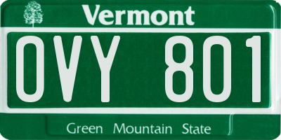 VT license plate OVY801